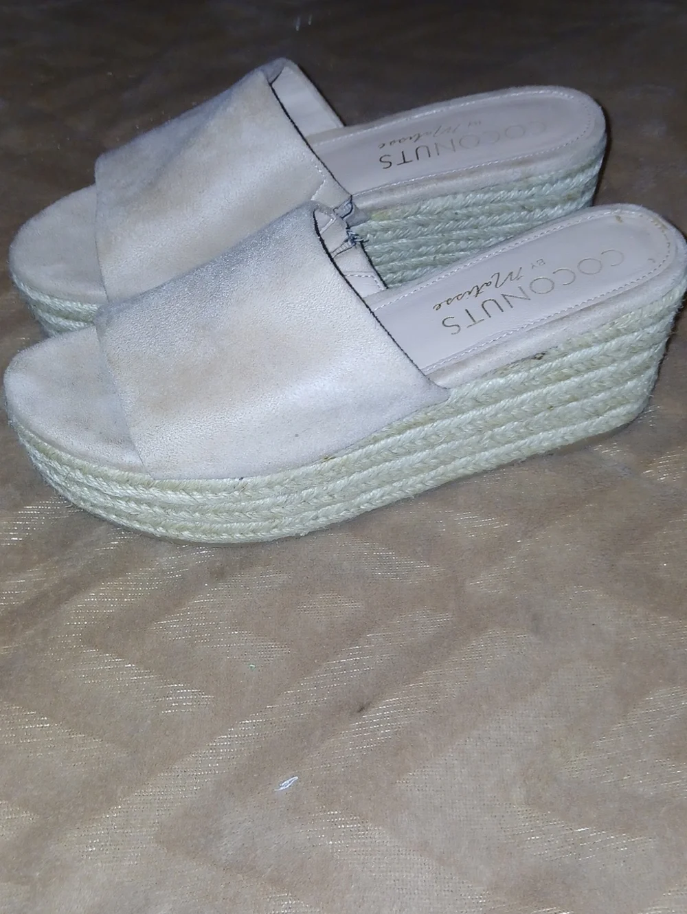 Coconuts by Matisse Light Cream Sandy Espadrille Platform Slide Sz: 8